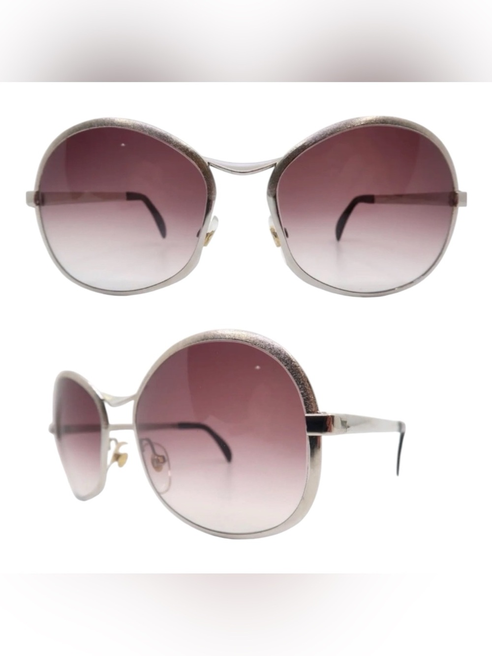 1970’s Unisex Metallic Silver Sunglasses, Made in Italy